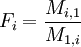 F_i = \frac{M_{i,1}}{M_{1,i}}